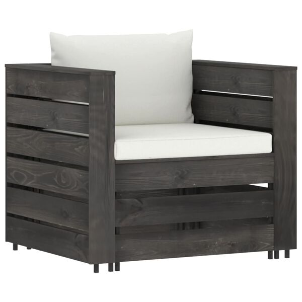 vidaXL 7 pcs conj. lounge jardim + almofad&otilde;es madeira impreg. cinzento