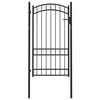 vidaXL Port&atilde;o de cerca Emmen com topo arqueado, a&ccedil;o, 100x123,5 cm, preto