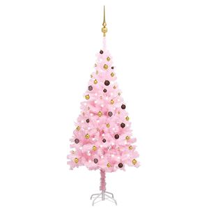 vidaXL &Aacute;rvore Natal artificial pr&eacute;-iluminada c/ bolas PVC rosa