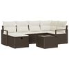 vidaXL Conjunto de Sof&aacute;s 7 unid. Marrom e Creme vime PE