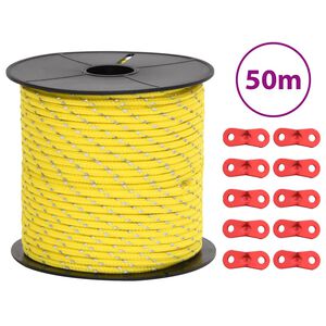 vidaXL Corda para tenda com tiras refletoras e esticadores 50 m 4 mm