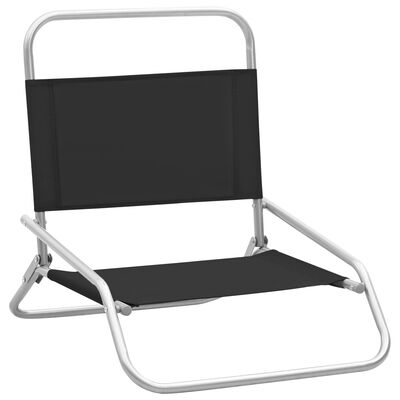 vidaXL Cadeiras de praia dobráveis 2 pcs tecido preto