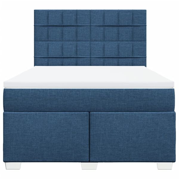vidaXL Cama com molas/colch&atilde;o 140x190 cm tecido azul