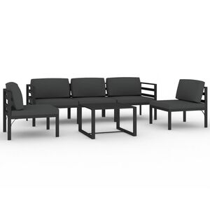 vidaXL 6 pcs conjunto lounge jardim com almofad&otilde;es alum&iacute;nio antracite