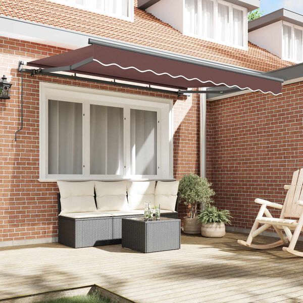 vidaXL Toldo Retr&aacute;til Manual Castanho 250 x 200 cm tecido