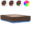 vidaXL Estrutura cama c/ luzes LED derivados madeira carvalho castanho