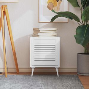 vidaXL Porta de arm&aacute;rio com design de persiana pinho maci&ccedil;o branco