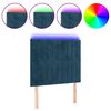 vidaXL Cabeceira cama c/ luzes LED veludo 100x5x118/128cm azul-escuro