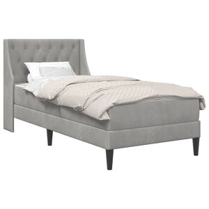 vidaXL Estrutura de cama com colch&atilde;o Cinzento-claro 80 x 200 cm Veludo