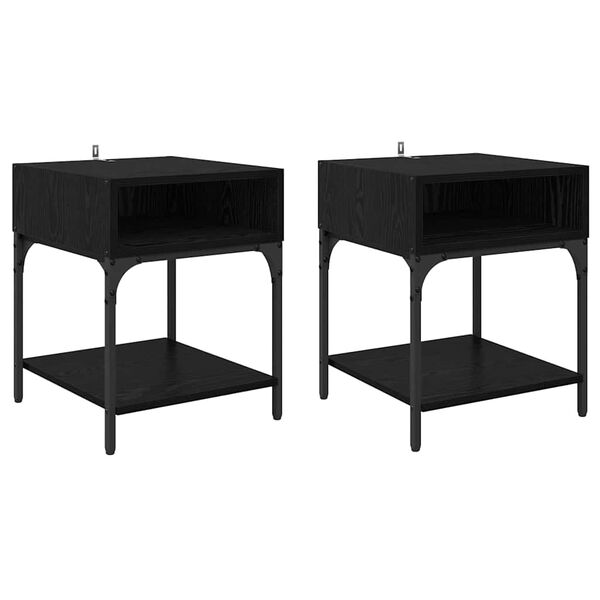 vidaXL Mesa-de-cabeceira 2 pcs Carvalho Preto 40 x 40 x 50 cm