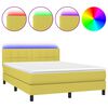 vidaXL Cama box spring c/ colch&atilde;o e LED 140x200 cm tecido verde