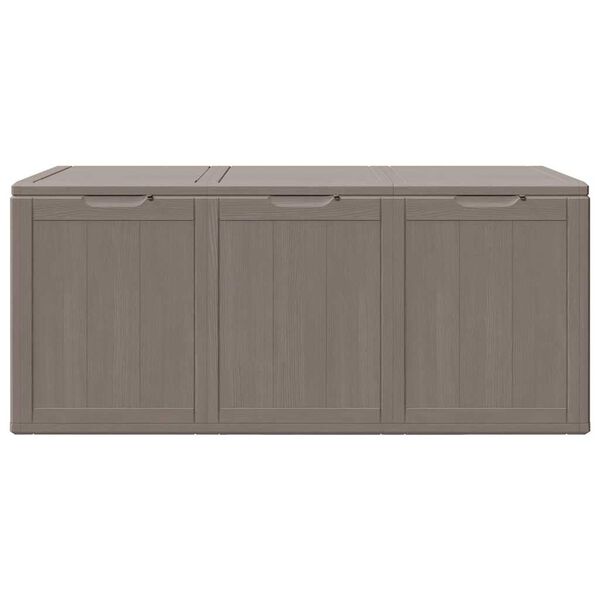 vidaXL Caixa de arruma&ccedil;&atilde;o para jardim 270 L PP apar&ecirc;ncia de madeira castanho