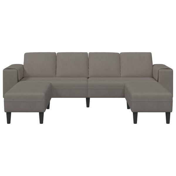vidaXL Sof&aacute; Cinzento-claro 250 x 188 x 76 cm Tecido de Veludo Cotele