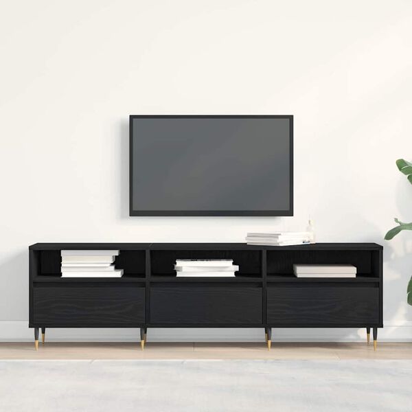 vidaXL Gabinete para TV com gaveta Carvalho Preto 150 x 30 x 44,5 cm