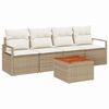 vidaXL Conjunto de Sof&aacute; de Jardim 5 unid. Bege e Creme vime PE