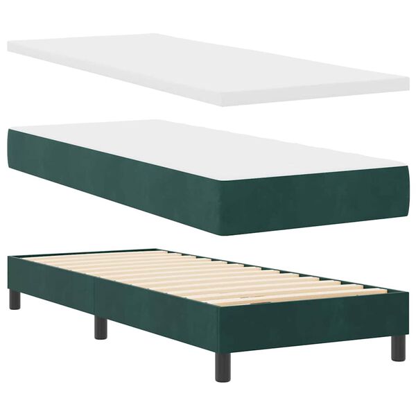 vidaXL Cama Box com colch&atilde;o Verde-escuro 80 x 200 cm Veludo