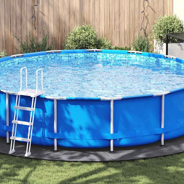 vidaXL Pano para ch&atilde;o de piscinas &Oslash;550 cm poli&eacute;ster geot&ecirc;xtil cinza