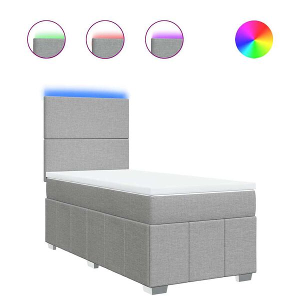 vidaXL Cama com molas/colch&atilde;o 80x200 cm tecido cinza-claro