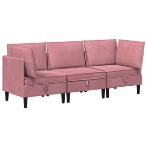 vidaXL Conjunto de M&oacute;veis para Sala de Estar 3 pcs Rosa Veludo