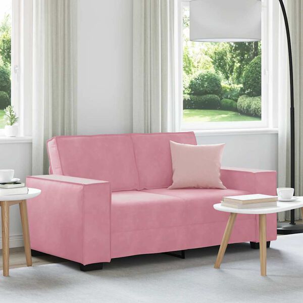 vidaXL Sof&aacute; de 2 lugares veludo 160x78x84 cm rosa