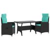 vidaXL Conjunto de Jantar para Exterior 3 unid. Preto e Turquesa