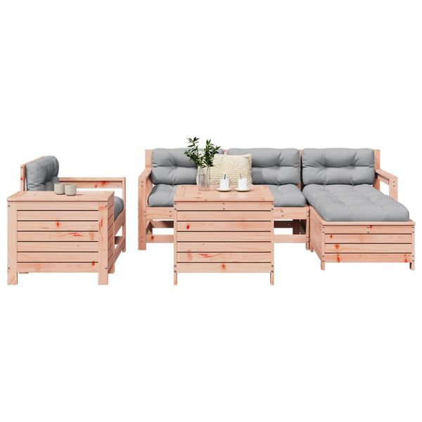 vidaXL 7 pcs conjunto sof&aacute;s jardim madeira abeto-de-douglas