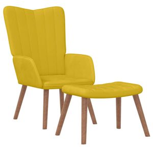 vidaXL Cadeira de descanso com banco veludo amarelo mostarda