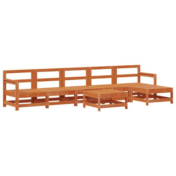 vidaXL Conjunto de Lounge de Jardim 6 pcs Castanho Cera