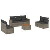 vidaXL 8 pcs conjunto sof&aacute;s de jardim c/ almofad&otilde;es vime PE cinzento