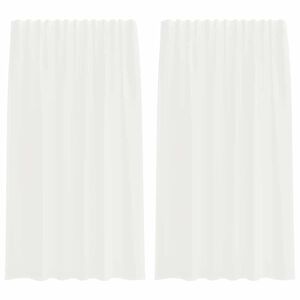 vidaXL Cortinas de voile com bolsos para var&atilde;o 2 pcs branco