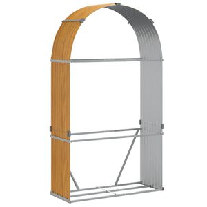 vidaXL Suporte de lenha 120x45x210 cm a&ccedil;o galvanizado aspeto de madeira
