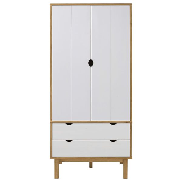 vidaXL Roupeiro OTTA 76,5x53x172 cm pinho maciço castanho/branco