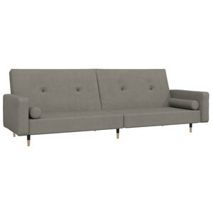 vidaXL Sof&aacute;-cama 2 lugares com duas almofadas veludo cinzento-claro