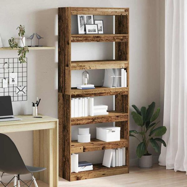 vidaXL Gabinete de Livros Madeira antiga 80 x 30 x 198 cm