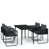 vidaXL 5 pcs Conjunto de jantar para jardim preto