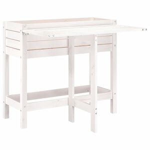vidaXL Floreira de jardim com tampo dobr&aacute;vel pinho maci&ccedil;o branco