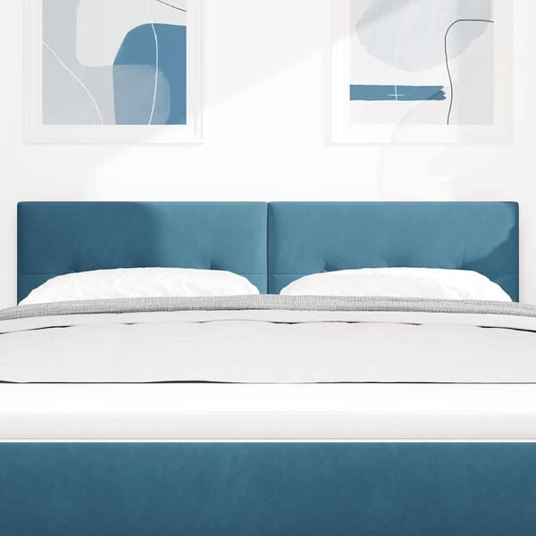 vidaXL Cabeceira LED com luzes de tira LED Azul 160 cm Poli&eacute;ster