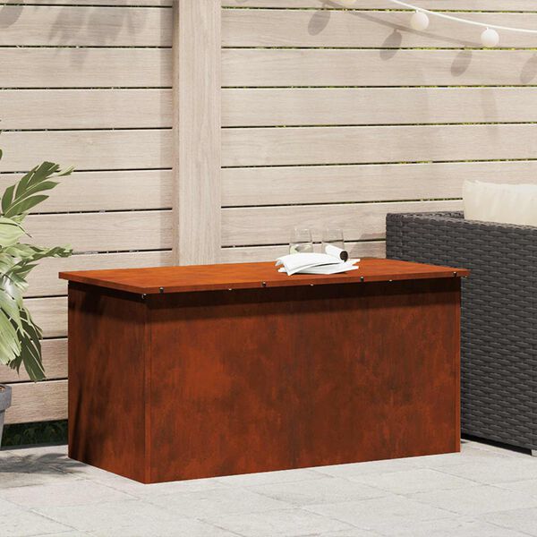 vidaXL Caixa de Armazenamento Externa Ferro Enferrujado