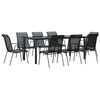 vidaXL 9 pcs conjunto de jantar para jardim a&ccedil;o e textilene preto