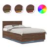 vidaXL Estrutura da Cama com fitas LED Carvalho Marrom 120 x 190 cm