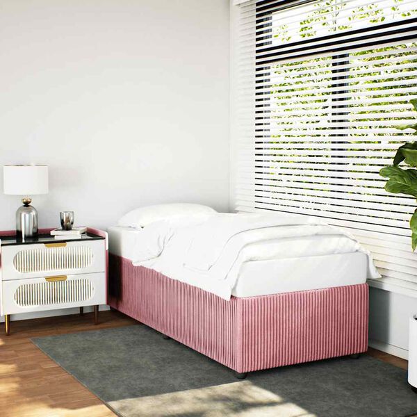 vidaXL Estrutura de cama 90x190 cm veludo rosa