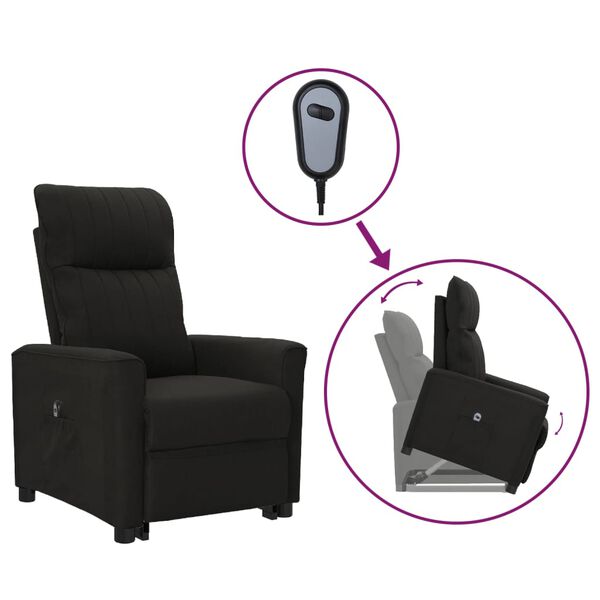 vidaXL Poltrona elevat&oacute;ria tecido preto