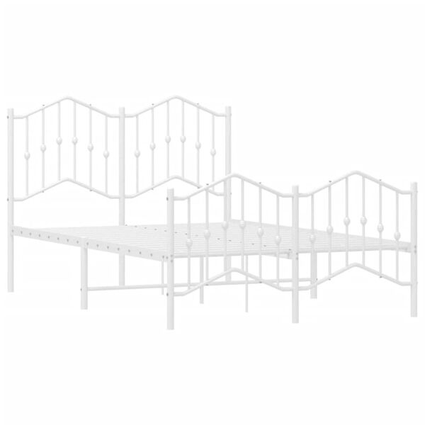 vidaXL Estrutura de cama com cabeceira e pés 120x200 cm metal branco
