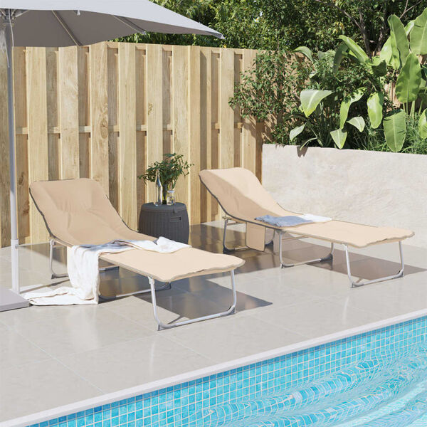 vidaXL Espregui&ccedil;adeira dobr&aacute;vel tecido bege