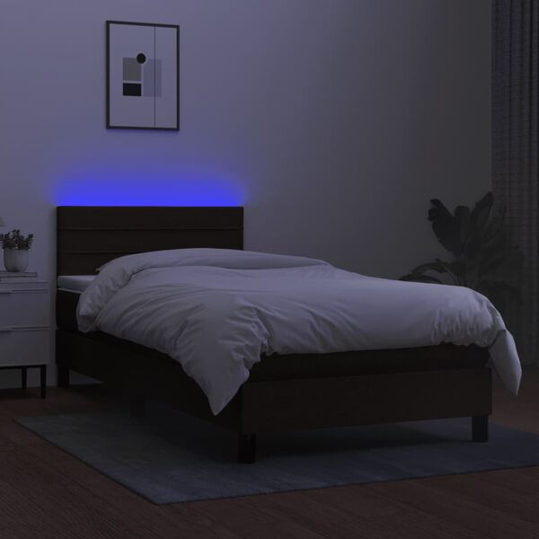 vidaXL Cama box spring c/ colch&atilde;o e LED 80x200 cm tecido preto