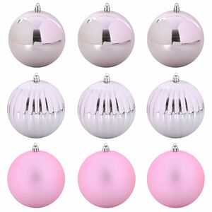 vidaXL Conjunto de Bolas de Natal XL 9 unid. Rosa &Oslash; 15 cm Pl&aacute;stico