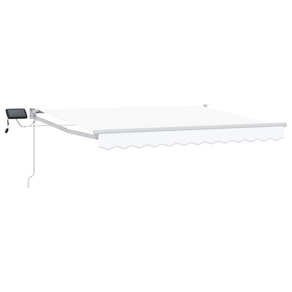 vidaXL Toldo retr&aacute;til manual com LEDs Branco 3 x 2,5 m