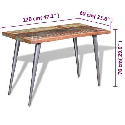 vidaXL Mesa de jantar madeira reciclada maciça 120x60x76 cm