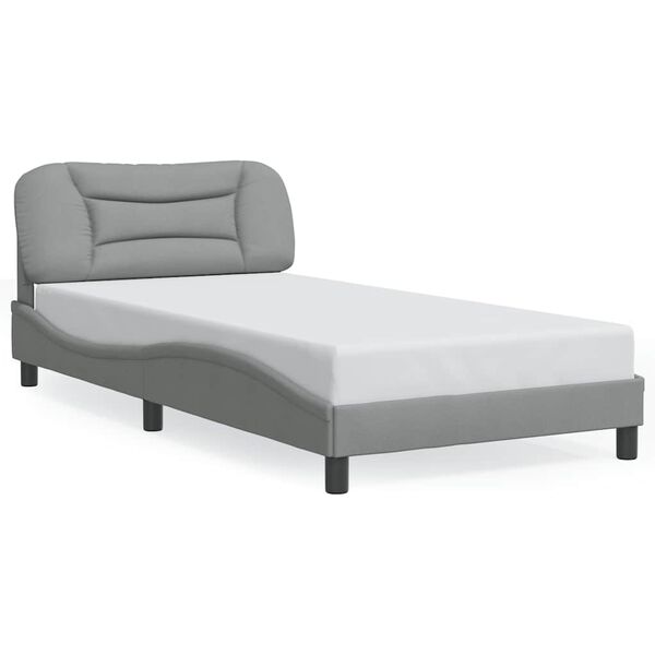 vidaXL Estrutura de cama sem colch&atilde;o Hvar 100x200 cm tecido cinzento-claro