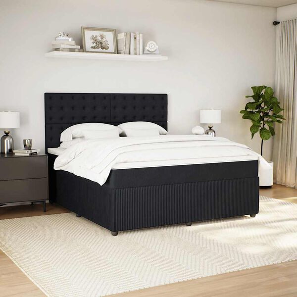 vidaXL Cama com molas/colchão 180x200 cm veludo preto